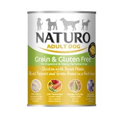 Naturo Grain & Gluten Free Wet Dog Food Tin - Chicken and Sweet Potato 390g