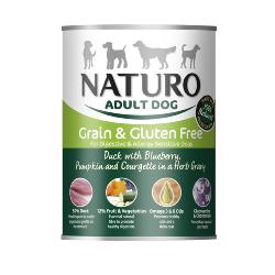 Naturo Grain & Gluten Free Wet Dog Food Tin - Duck and Blueberry 390g