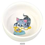 Trixie Ceramic Cat Bowl With Motif White 0.3L 11cm