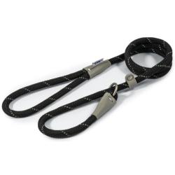 Ancol Viva Reflective Nylon Rope Slip Lead Black 10mm X 1.2m