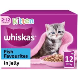 Whiskas Kitten Pouch Multipack 12x185g Fish Favourites In Jelly