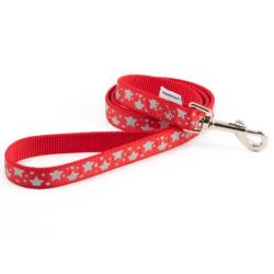 Ancol Fashion Reflective Stars Nylon Dog Lead - 100cm X 1.9cm - Red