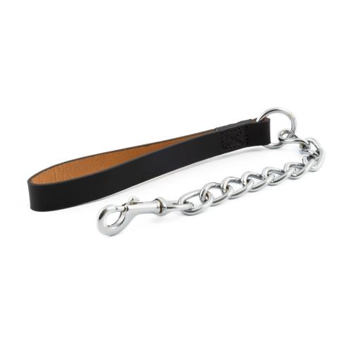 Ancol Leather Handle Chain Dog Lead - Extra Heavy - Tan 50cm 20
