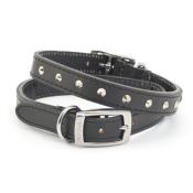Ancol Leather Sewn/studded Collar Black 45cm/18" Size 4