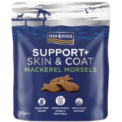 Fish4Dogs Grain Free Dog Biscuit Treat Support+ Skin & Coat Health Mackerel Morsels 225g