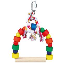 Trixie Wooden Arched Bird Swing Colourful Blocks Toy