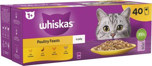 ASH ANIMAL RESCUE DONATION - Whiskas Cat Pouch Multipack - Poultry In Jelly - 40 x 85g