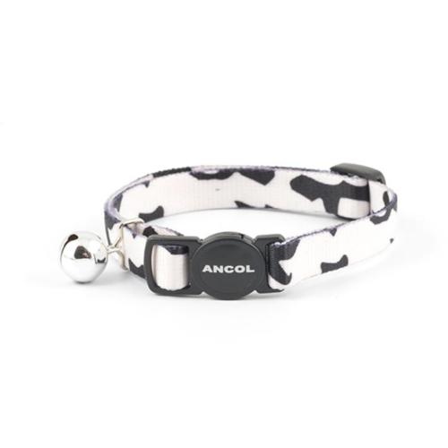 Ancol Safety Camouflage Cat Collar with Bell - Black/White