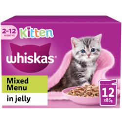 WHISKAS Kitten 2-12mths Mixed Menu In Jelly 12x85g