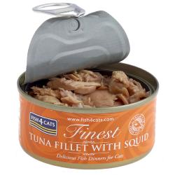 Fish4Cats Wet Cat Food Finest Tuna Fillet With Squid 70g