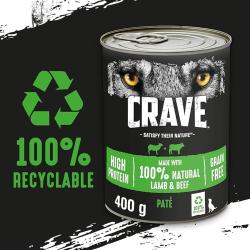 Crave | Grain Free Wet Dog Food | Lamb & Beef in Pate Loaf - 24 x 400g | Short Dated