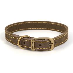 Ancol Timberwolf Leather Collar - Sable - Size 3 - 40cm/16