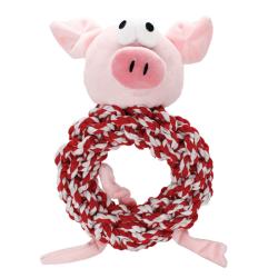 Happy Pet Holly Robin Knottie Ring Pig In Blanket Rope Toy For Dogs
