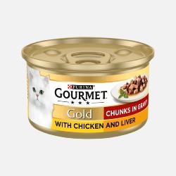 Gourmet Gold Cans 85g Chicken & Liver Chunks in Gravy
