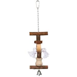Trixie Natural Living Bell, Rope & Wood Parakeet Toy - Large 38cm
