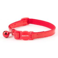 Ancol Safety Reflective Gloss Cat Collar With Bell - Red