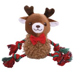 Holly & Robin | Fluffy Ropee Reindeer Squeaky Plush Tugger