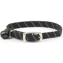 Ancol Safety Reflective Softweave Cat Collar with Bell - Black