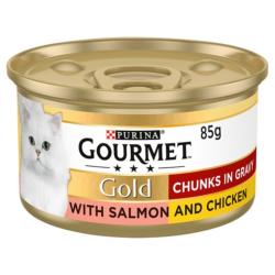 Gourmet Gold Cans 85g Salmon & Chicken in Chunks in Gravy