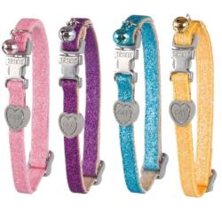 Trixie Glitter Heart Safety Cat Collar With Bell - 4 Colours