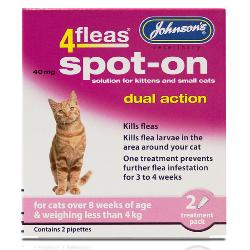 Johnson's 4Fleas Dual Action Spot On For Cats & Kittens For Cats Less Than 4kg