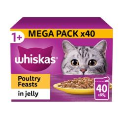 Whiskas Cat Pouch Multipack Poultry Feasts In Jelly 40 x 85g