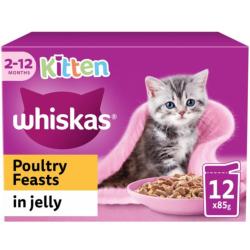 Whiskas Kitten Pouch Multipack 12x85g Poultry Feasts in Jelly