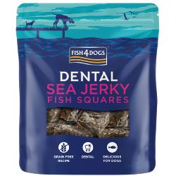 Fish4Dogs Natural Dog Treat Dental Sea Jerky Fish Squares - 115g