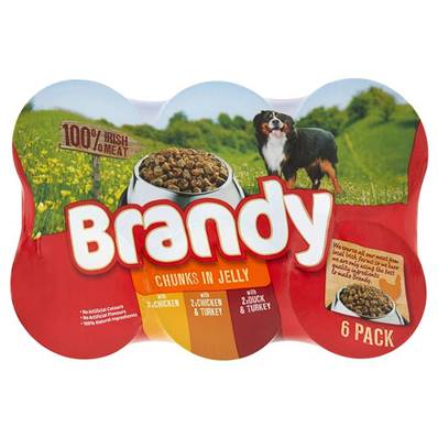 Brandy Wet Dog Food Tins - Chunks in Jelly Variety Pack (6 X 395g)