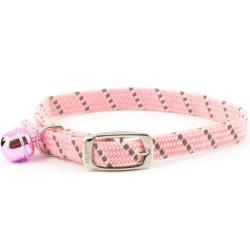 Ancol Safety Reflective Softweave Cat Collar with Bell - Pink