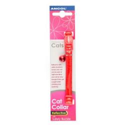 Ancol Safety Reflective Gloss Cat Collar With Bell - Red