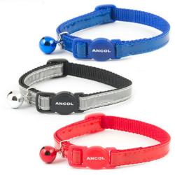 Ancol Safety Reflective Gloss Cat Collar With Bell - Silver
