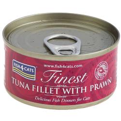 Fish4Cats Wet Cat Food Finest Tuna Fillet With Shrimp 70g