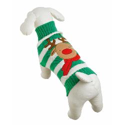 Goodboy Knitted Stripey Rudolph Dog Jumper Med