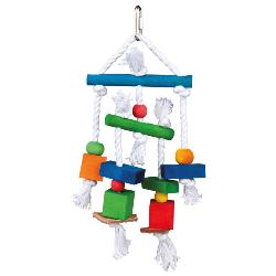Trixie Wooden, Rope & Leather Colourful Bird Activity Toy
