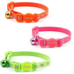 Ancol Reflective Hi Vis Cat Safety Collar with Bell - Pink